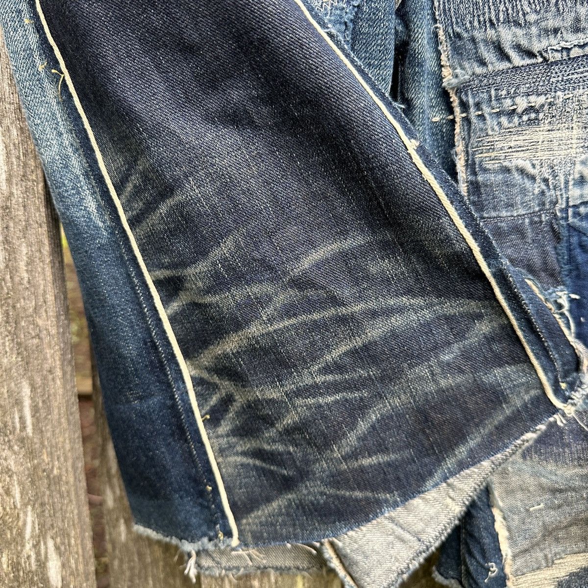 Kapital Selvedge Buckle Back Crash Boro Denim Shorts jort 5 pockets Size US 36 / EU 52 - 8 Thumbnail