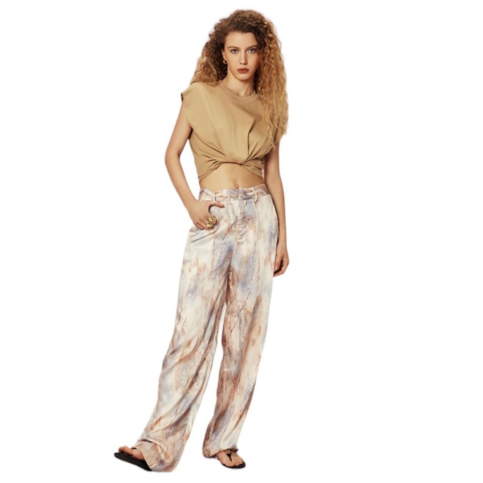 Other Marble Print High Waisted Full-Length Straight Leg Pants Size 28" / US 6 / IT 42 - 1 Thumbnail