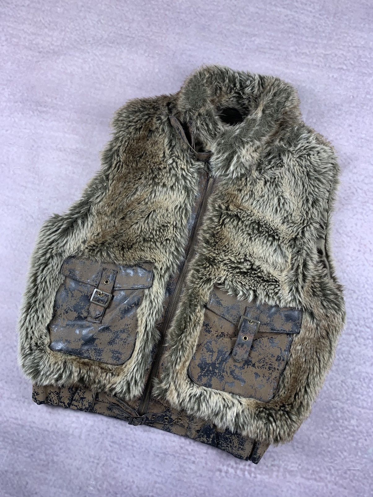 If Six Was Nine 💥Y2k Vintage Fluffy Fur Faux LGB IfSixWasNine Vest Jacket Size US L / EU 52-54 / 3 - 2 Thumbnail