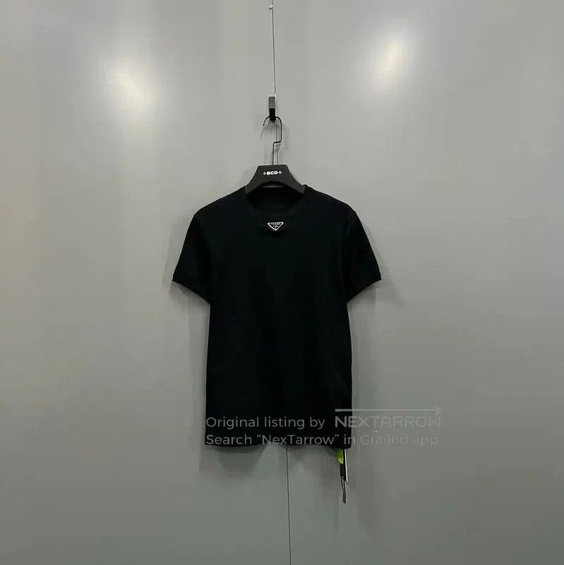 Prada Prada Men's Black Logo Cotton Short Sleeve T-Shirt. Size US M / EU 48-50 / 2 - 1 Thumbnail