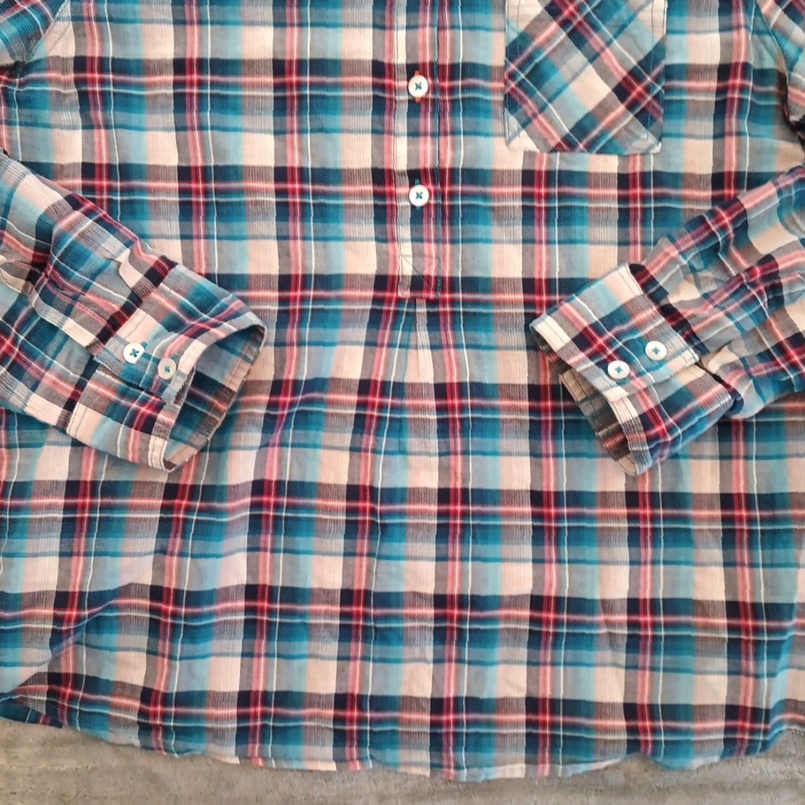Prana prAna Shirt Womens Medium Blue Plaid Long Sleeve Half Button Pullover Size M / US 6-8 / IT 42-44 - 3 Thumbnail