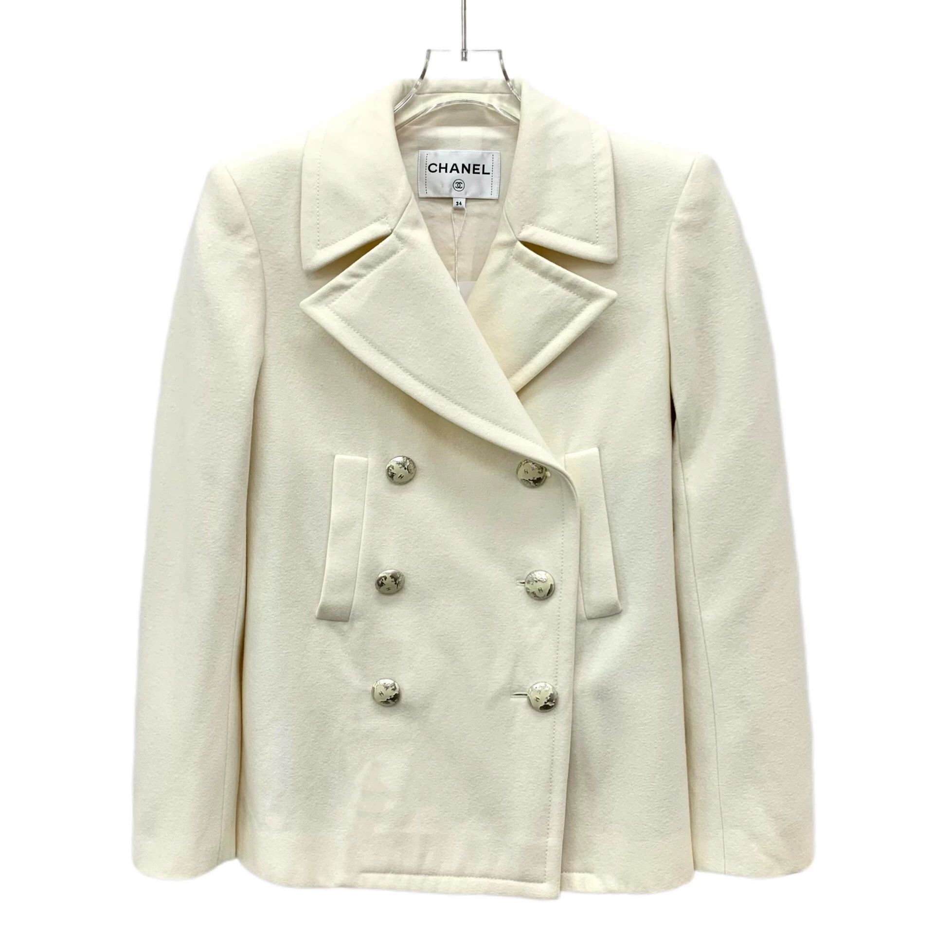 Chanel Chanel Off-white Wool Double-breasted Long-Sleeve Coat Size XS / US 0-2 / IT 36-38 - 1 Thumbnail