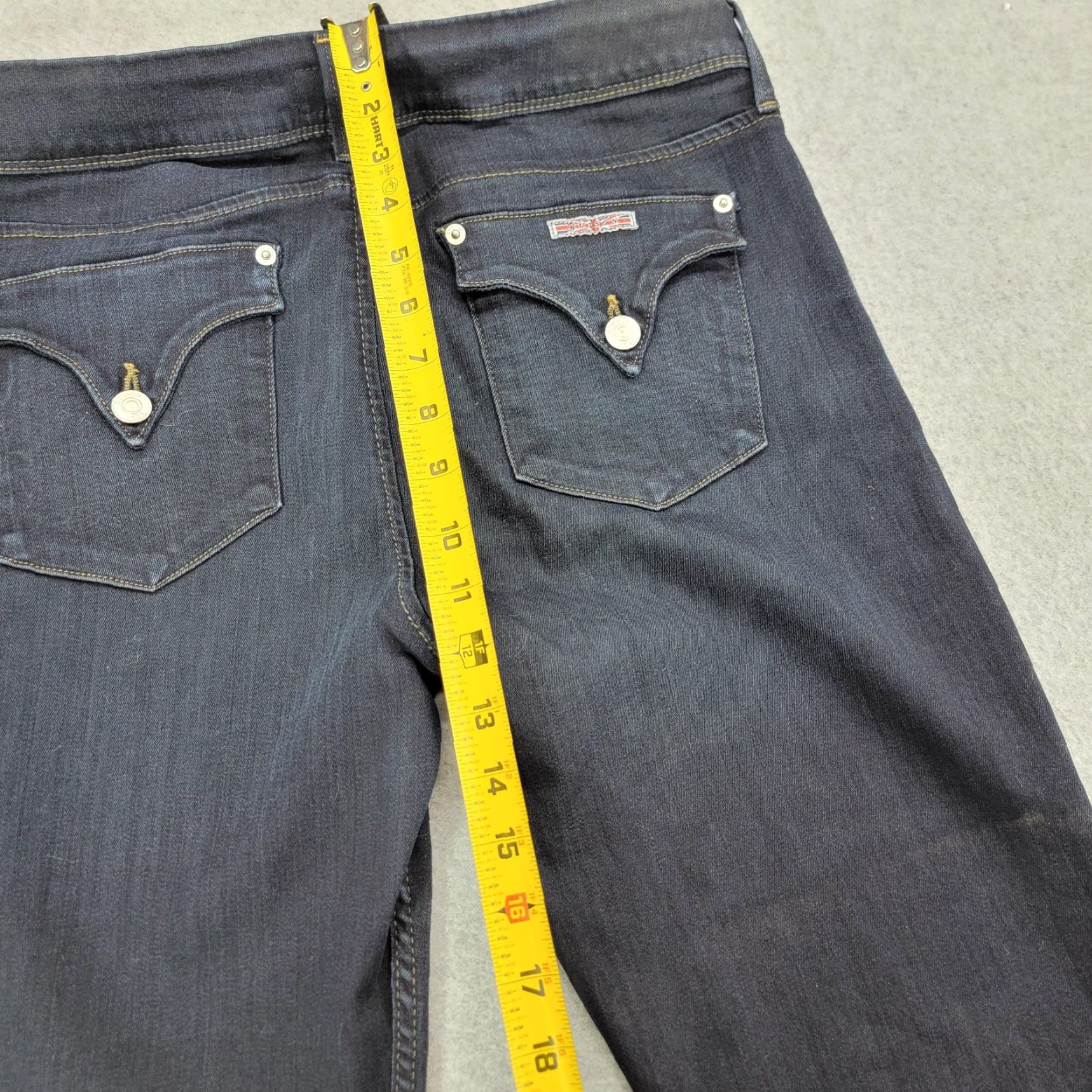 Hudson Hudson Jeans Womens 31 Skinny-Fit Flap Dark Wash Denim Cotton Polyester Spandex Zip Button Back Pockets Slim Jeans 92% Cotton Stretch Size 24" / US 00 / IT 34 - 6 Thumbnail