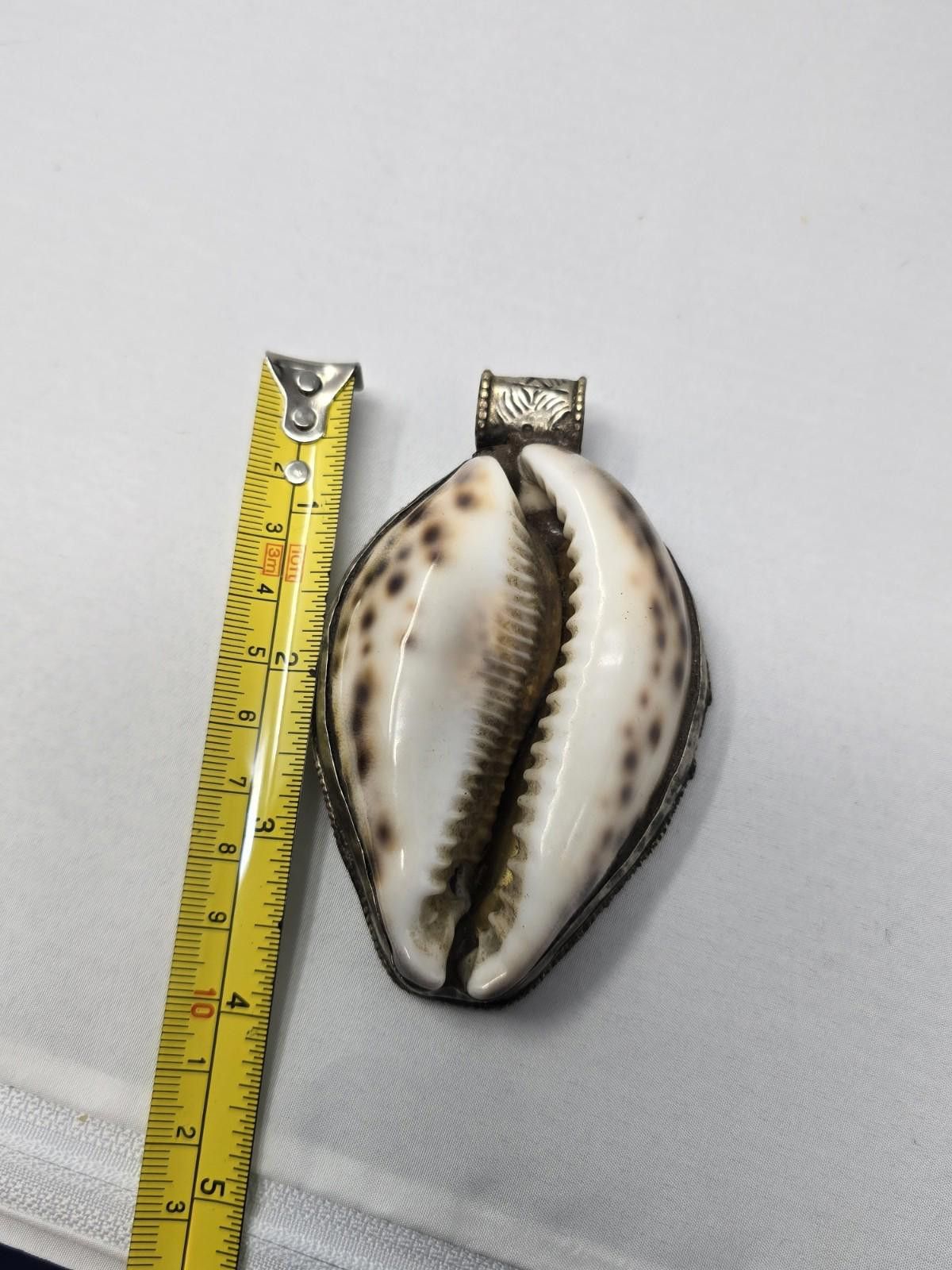 Other Large 4” Tibetan Cowrie Shell Artisan Pendant with Repoussé Size ONE SIZE - 5 Thumbnail