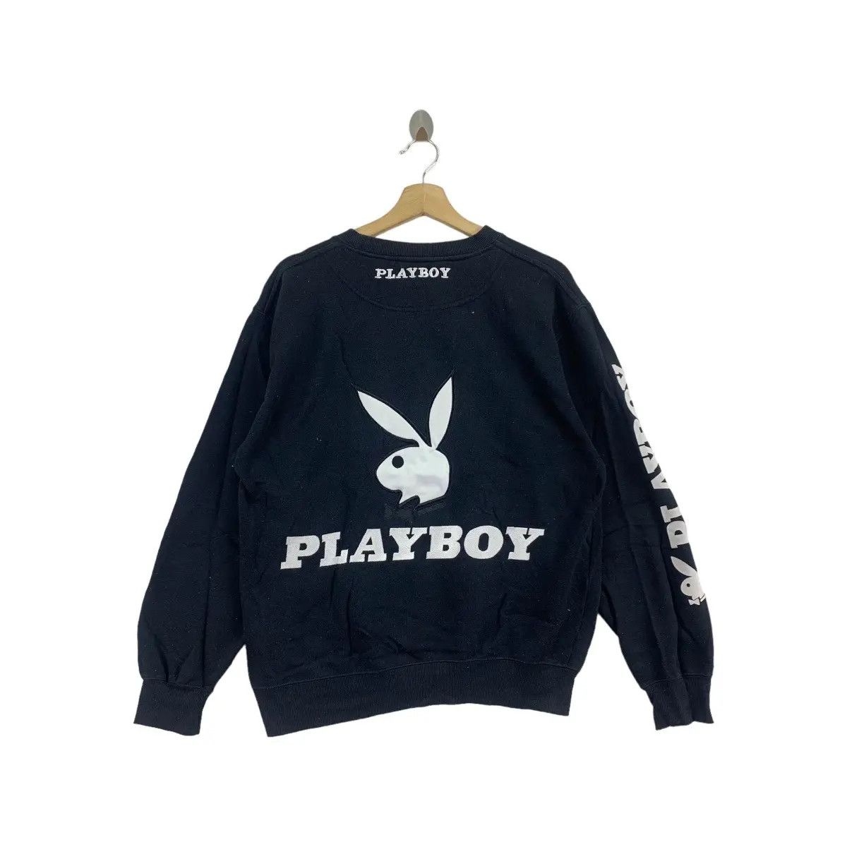 Playboy Vintage PLAYBOY MAGAZINE Rabbit Head Bunny Black Sweatshirt Size L / US 10 / IT 46 - 1 Thumbnail
