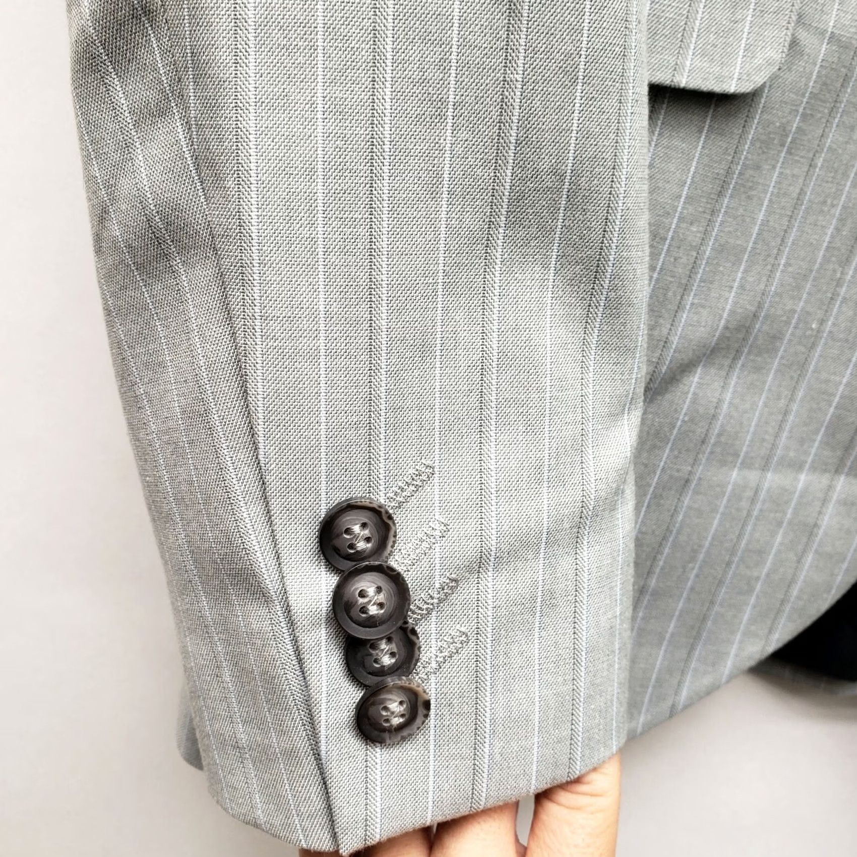 Topman Topman Grey Striped BLazer One button Size 38R Regular Skinny Mens Blazer Shirt Jacket Notch Lapel Vintage No Size 38R - 7 Thumbnail