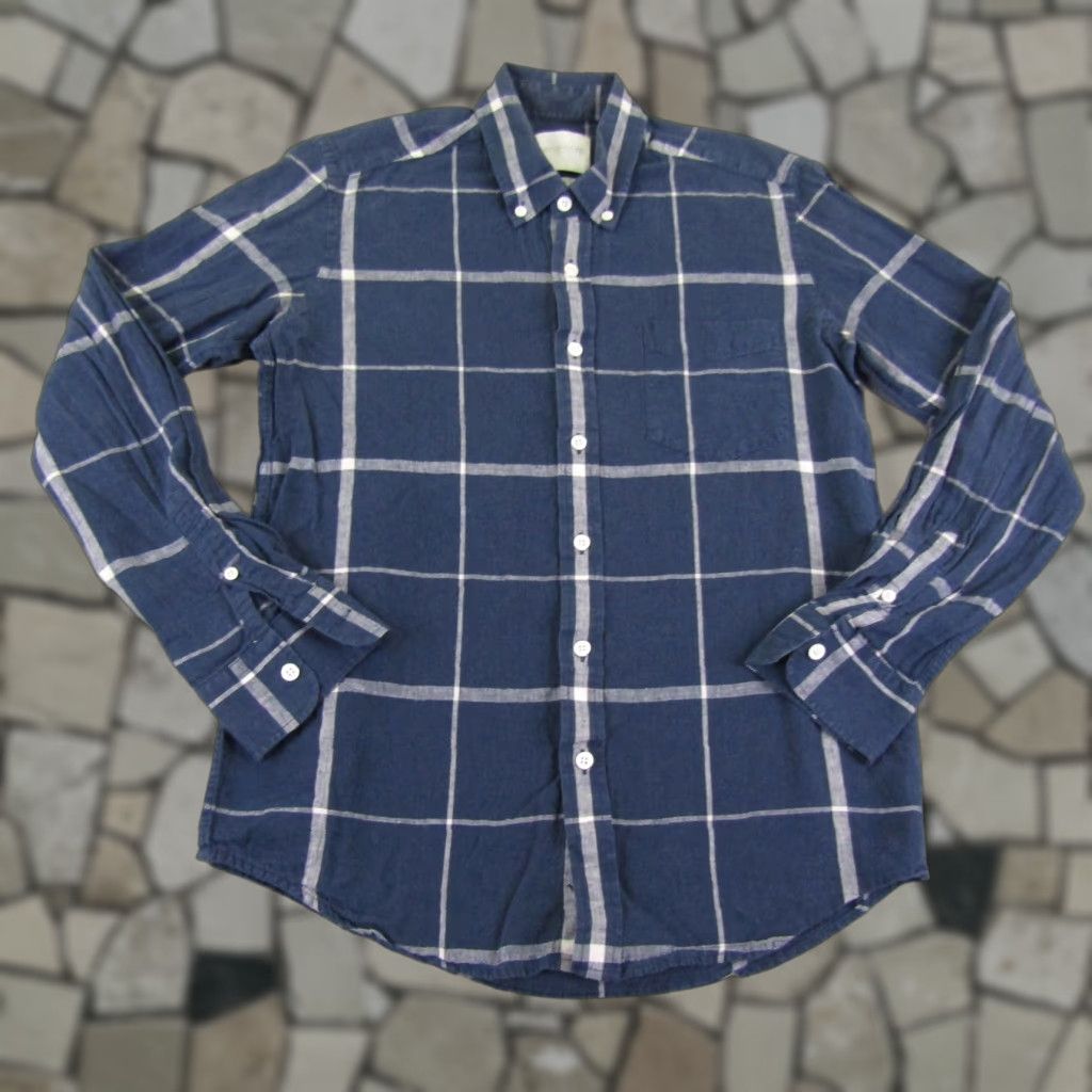 Saturdays NYC VINTAGE Saturdays NYC Shirt Mens Small Long Sleeve Blue Plaid Linen Blend Button Up Casual Outdoor Mens Size US S / EU 44-46 / 1 - 1 Thumbnail
