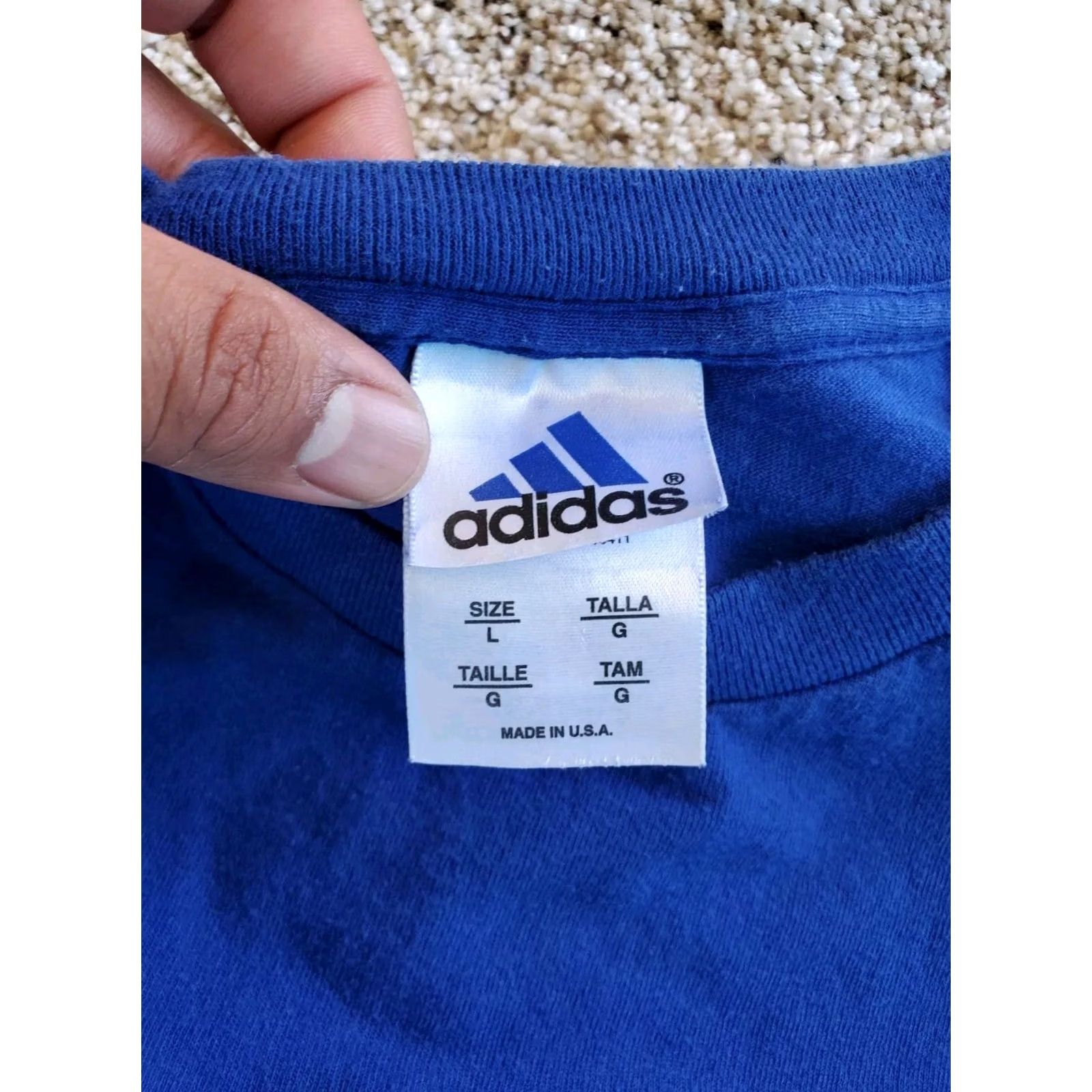 Adidas VINTAGE Adidas T Shirt Large Mens Blue Short Sleeve Mountain Logo USA Made Y2K Size US L / EU 52-54 / 3 - 4 Thumbnail