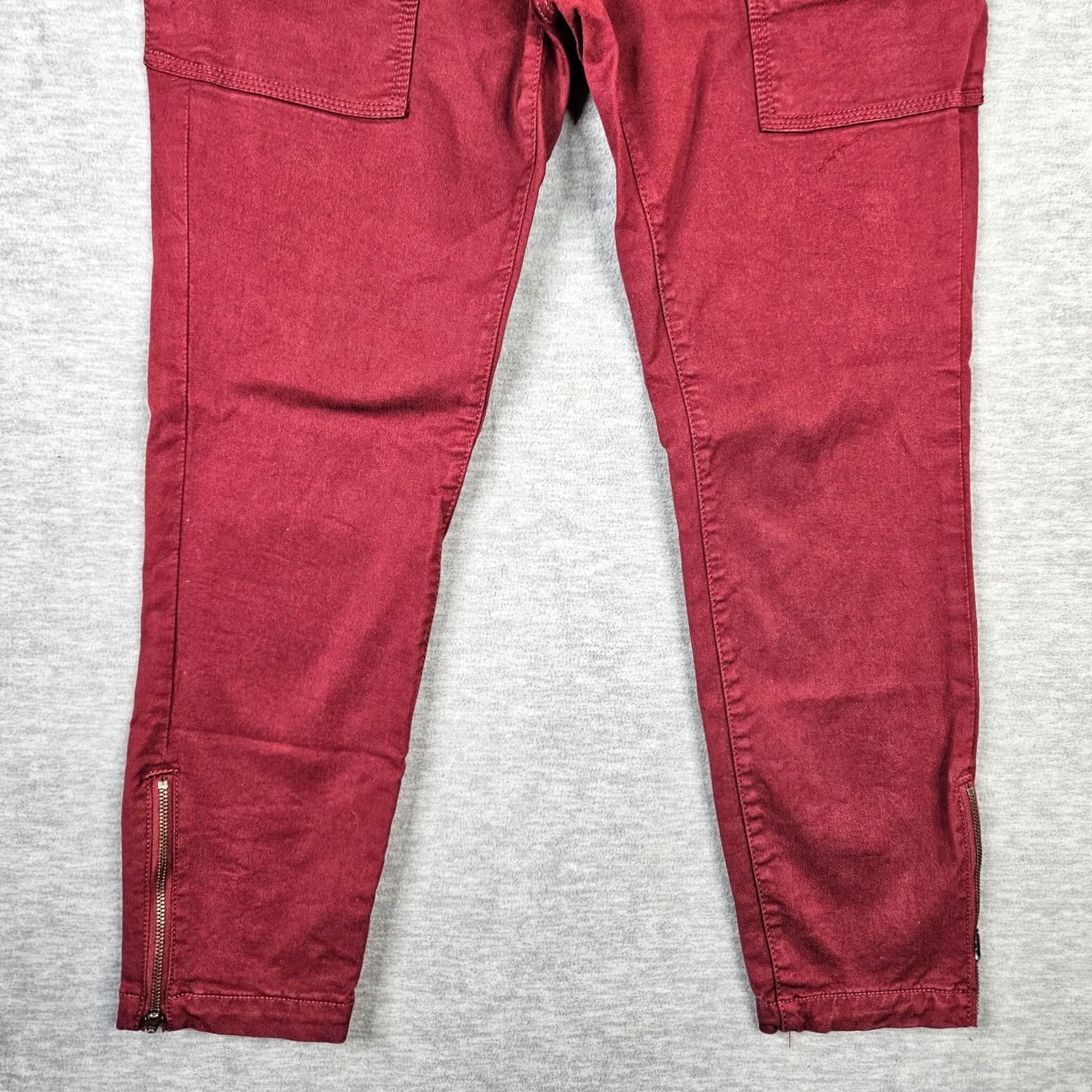 Joie JOIE Jeans Skinny Ankle Zip Burgundy Red Women Size 32 Inseam 26 Regular Rise Mid Shirt? Size 24" / US 00 / IT 34 - 2 Thumbnail