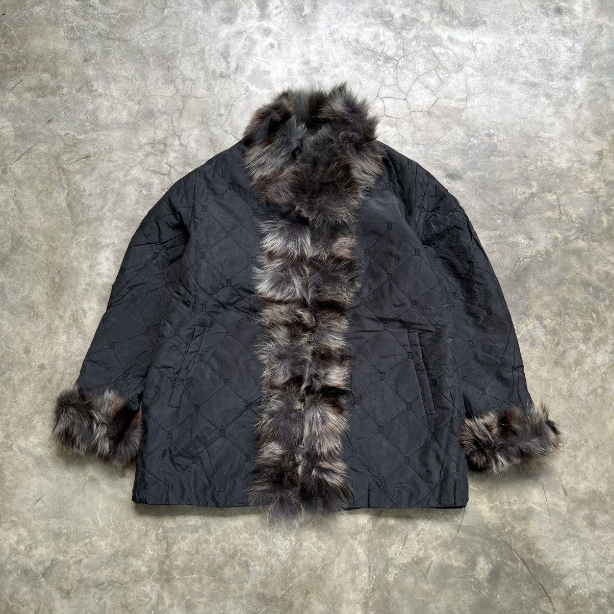 Balmain Vintage Balmain Reversible Monogram Fox Fur Silk Jacket Size US XL / EU 56 / 4 - 1 Thumbnail
