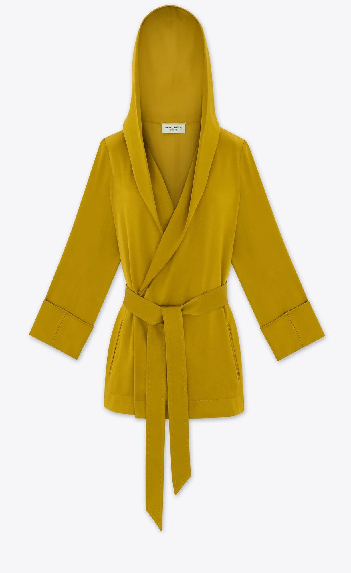Saint Laurent Paris o1bcso1str1224 Hooded Jacket in Satin in Green Size XS / US 0-2 / IT 36-38 - 2 Thumbnail