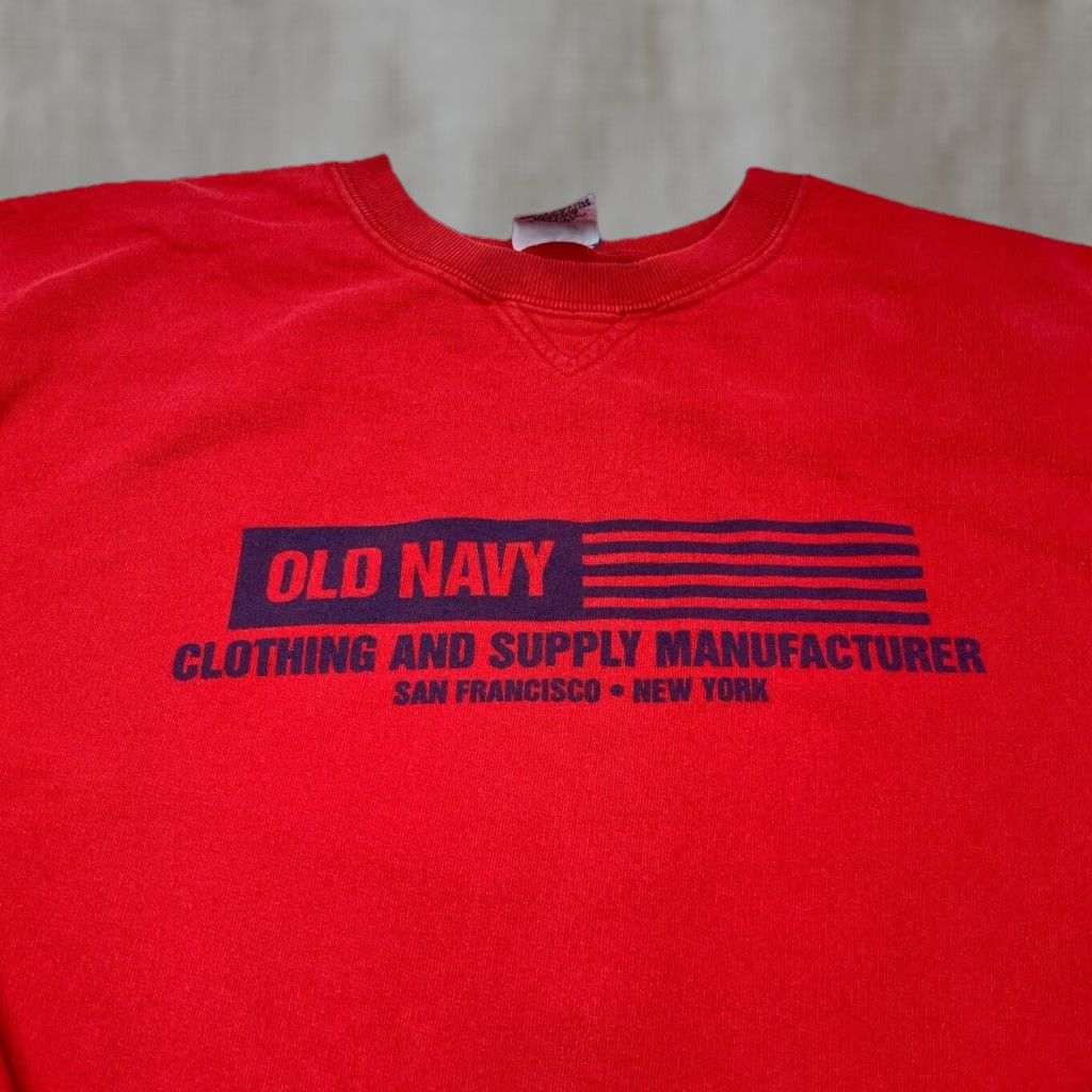 Old Navy VINTAGE Old Navy Sweatshirt Men M Red Blue Crewneck Pullover 90s USA Logo Embroidered Size US M / EU 48-50 / 2 - 1 Thumbnail