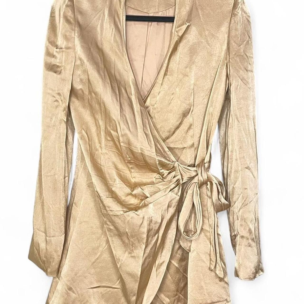 Other Meshki Modern Metallic Gold Long Sleeve Wrap Dress Size M / US 6-8 / IT 42-44 - 1 Thumbnail