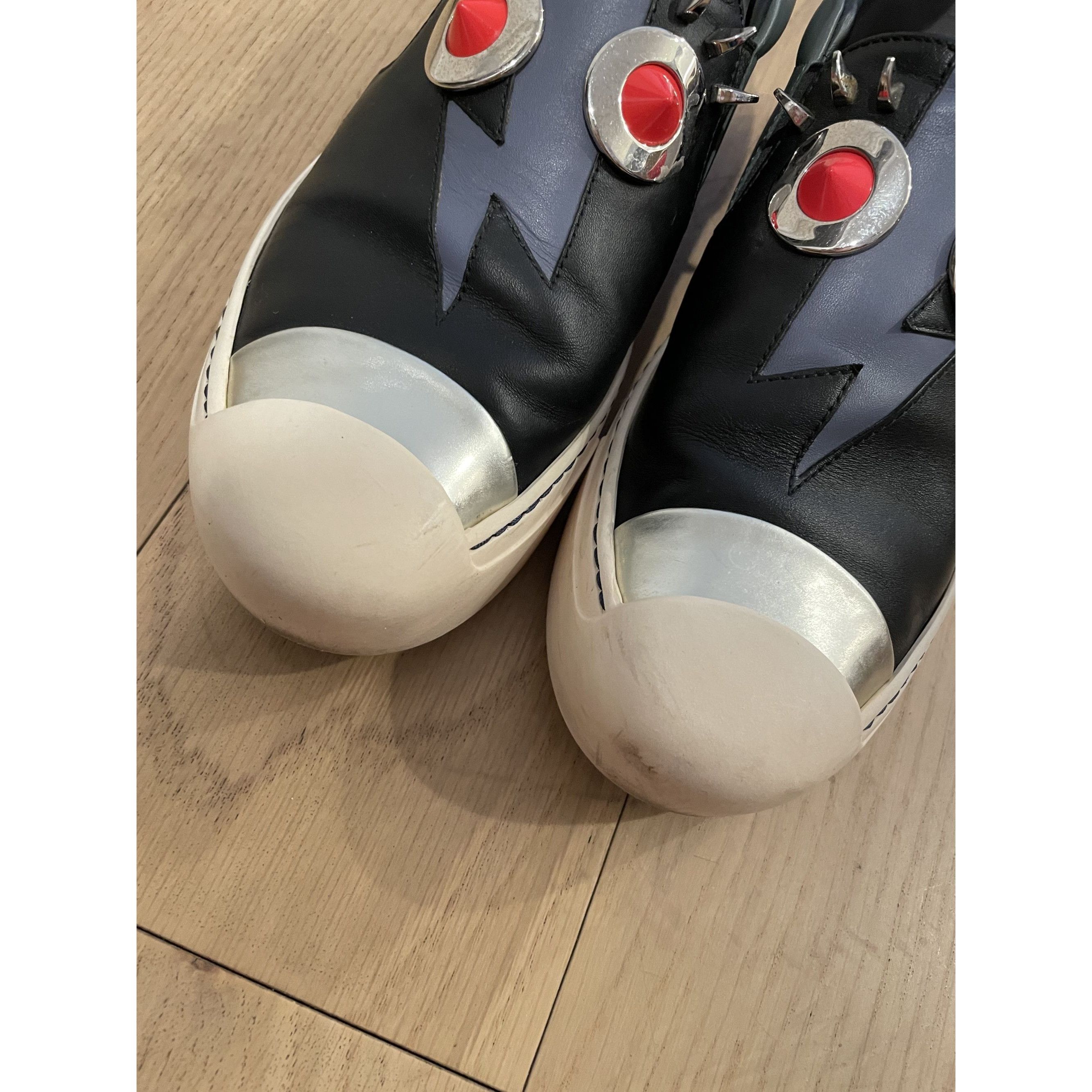Fendi Fendi Black Leather Slip-On Sneakers With Lightning Bolt Des Size US 7 / EU 40 - 12 Thumbnail