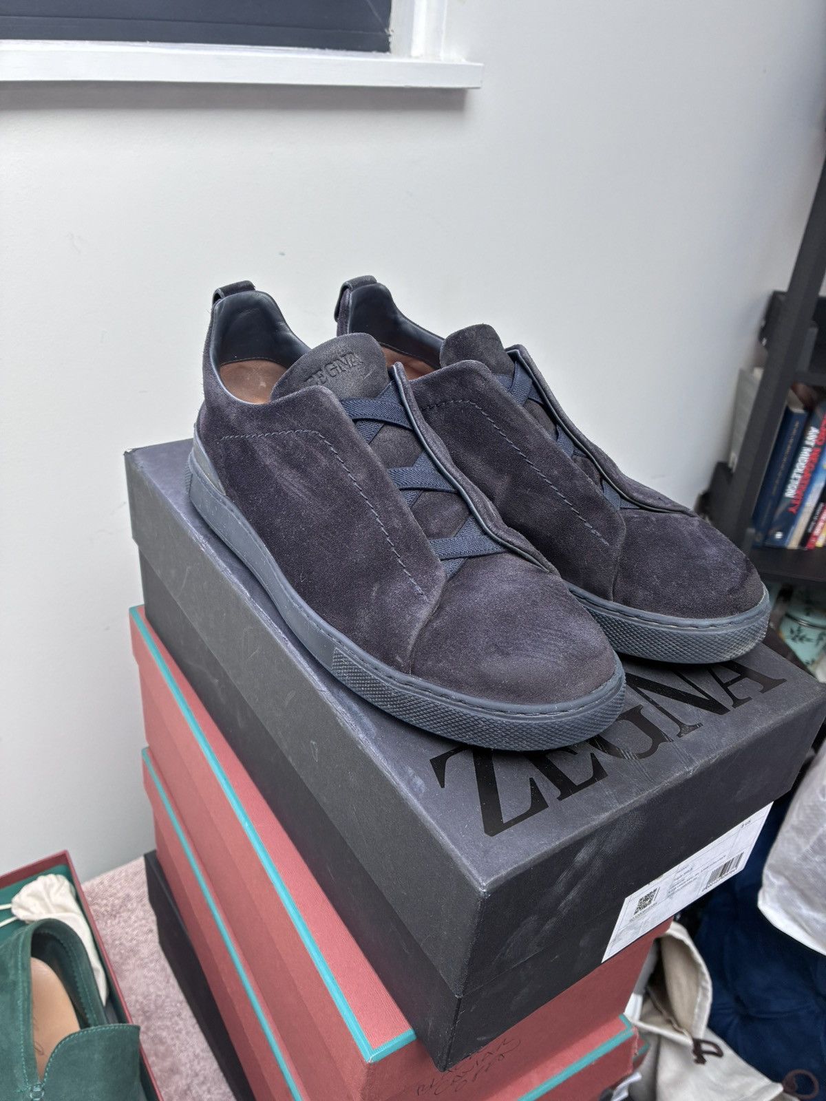 Ermenegildo Zegna Zegna black and navy triple stitch uk 7 eu 41 Size US 8 / EU 41 - 1 Thumbnail