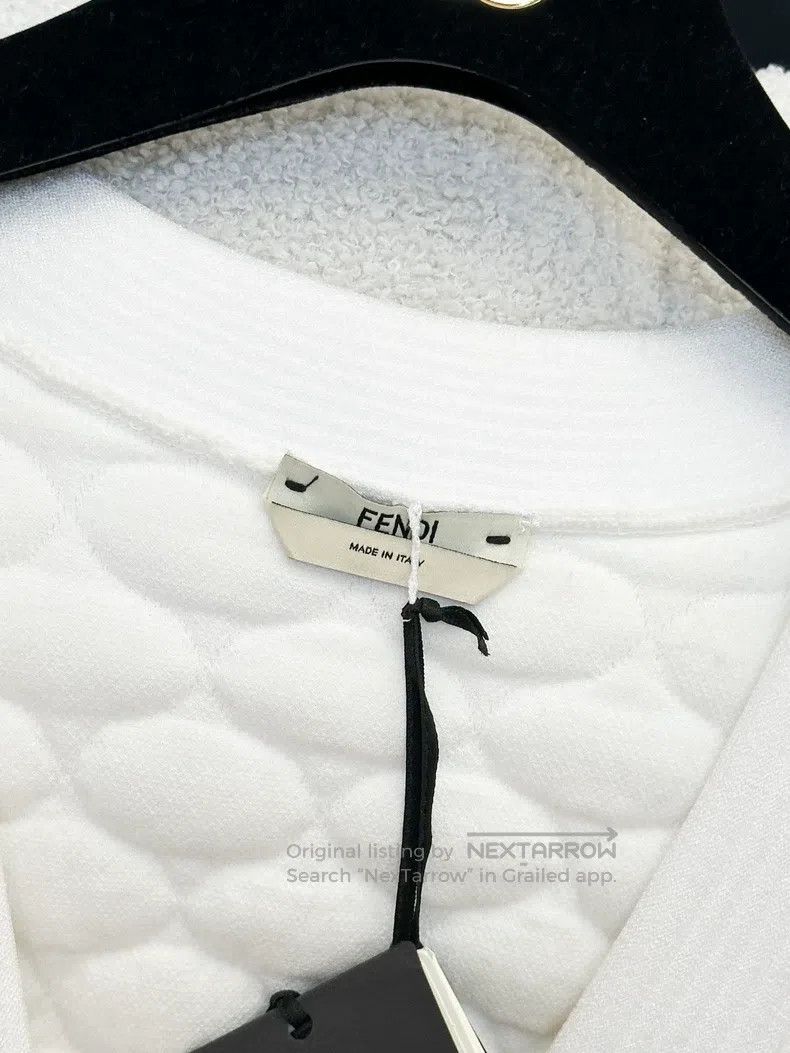 Fendi Fendi White Diamond Pattern Printed Oversized Knit Jacket Size XS / US 0-2 / IT 36-38 - 3 Thumbnail