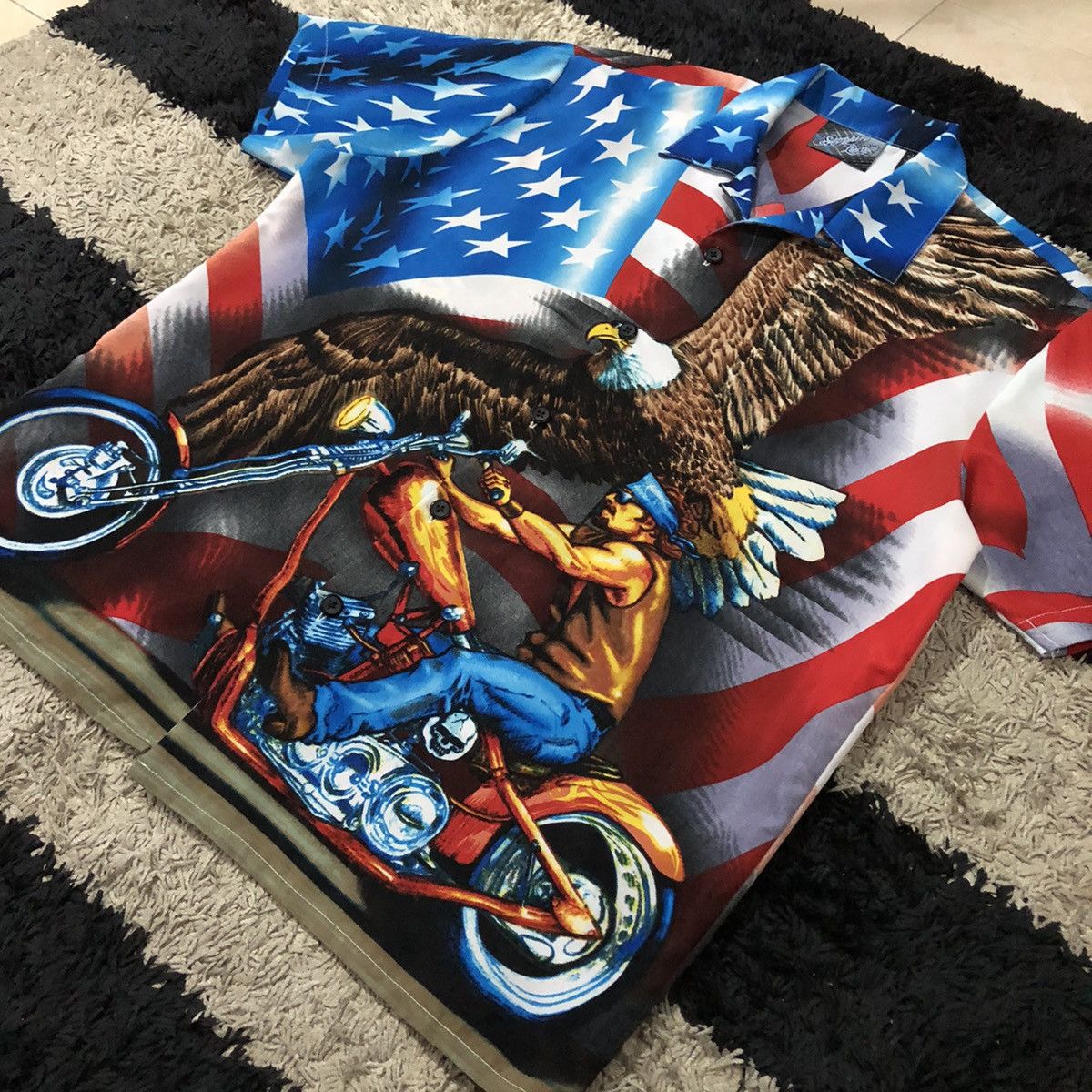 Japanese Brand Vintage Sapphire Lounge American Flag Eagle Motorcycle Biker Size US L / EU 52-54 / 3 - 2 Thumbnail