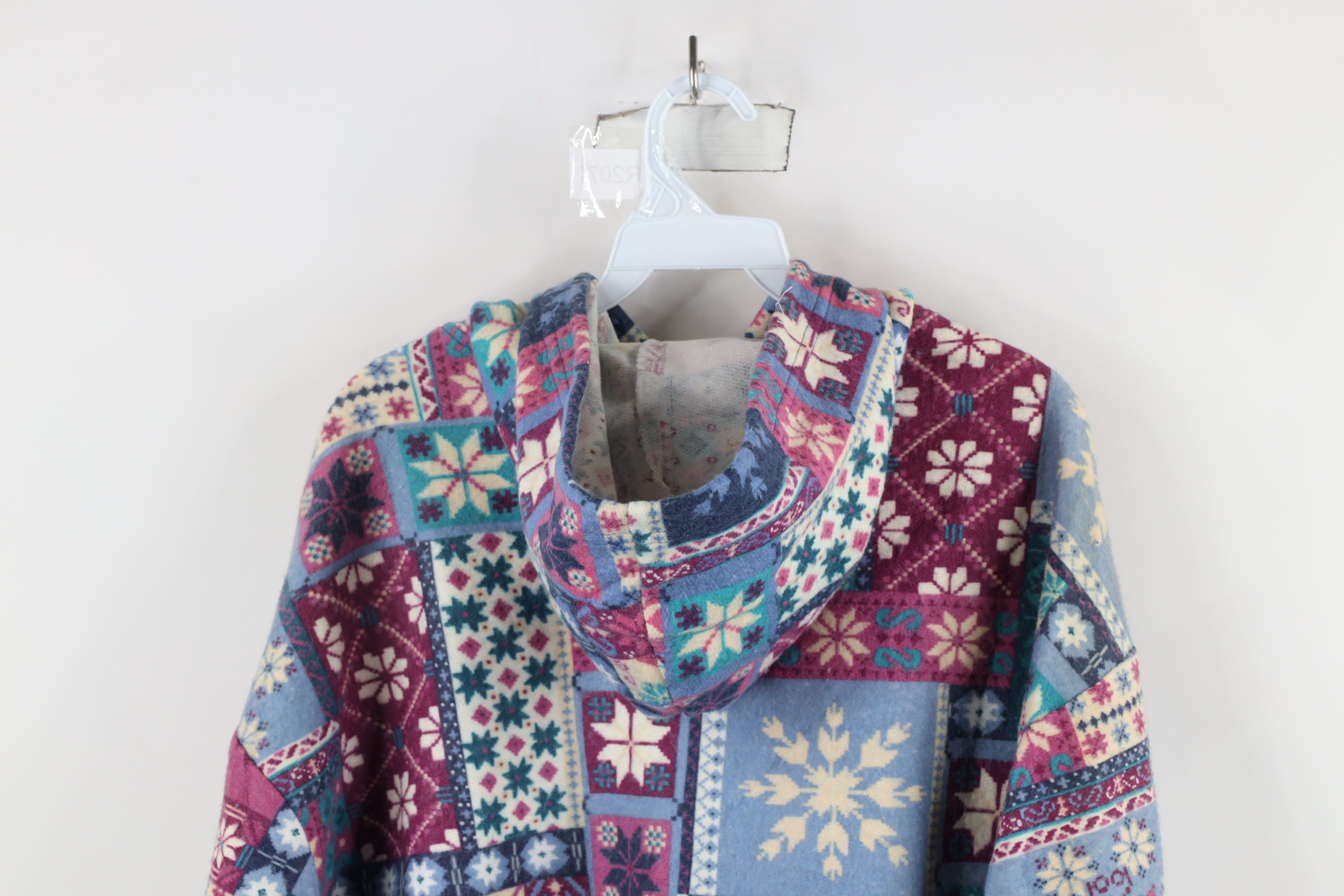 Vintage Vintage 90s Streetwear Snowflake Fair Isle Fleece Hoodie USA Size M / US 6-8 / IT 42-44 - 9 Thumbnail
