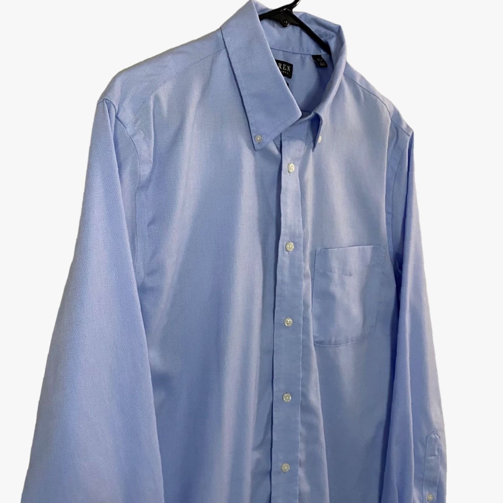 Ralph Lauren Lauren Ralph Lauren Button-Down Dress Shirt Blue Men's Large Business-Casual Size 42R - 4 Thumbnail