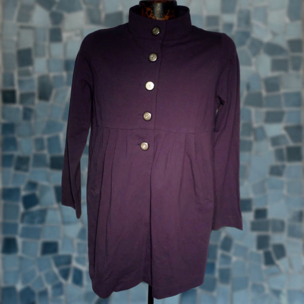 Vintage Vintage Motto Womens Long Knit Jacket Shirt Small with Stand-up Collar Plum Purple Solid 90s Womens Size S / US 4 / IT 40 - 1 Preview