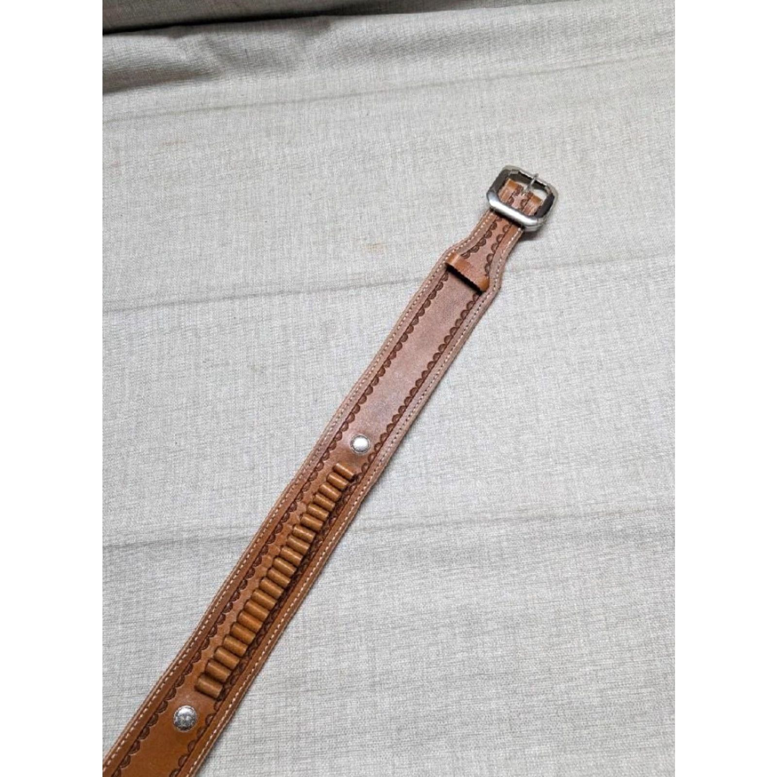 Vintage VINTAGE Doug Graves Handcrafted Western Belt 32 Brown Cowhide Leather Belt Mens Cartridge WestErn Size 32 - 2 Thumbnail