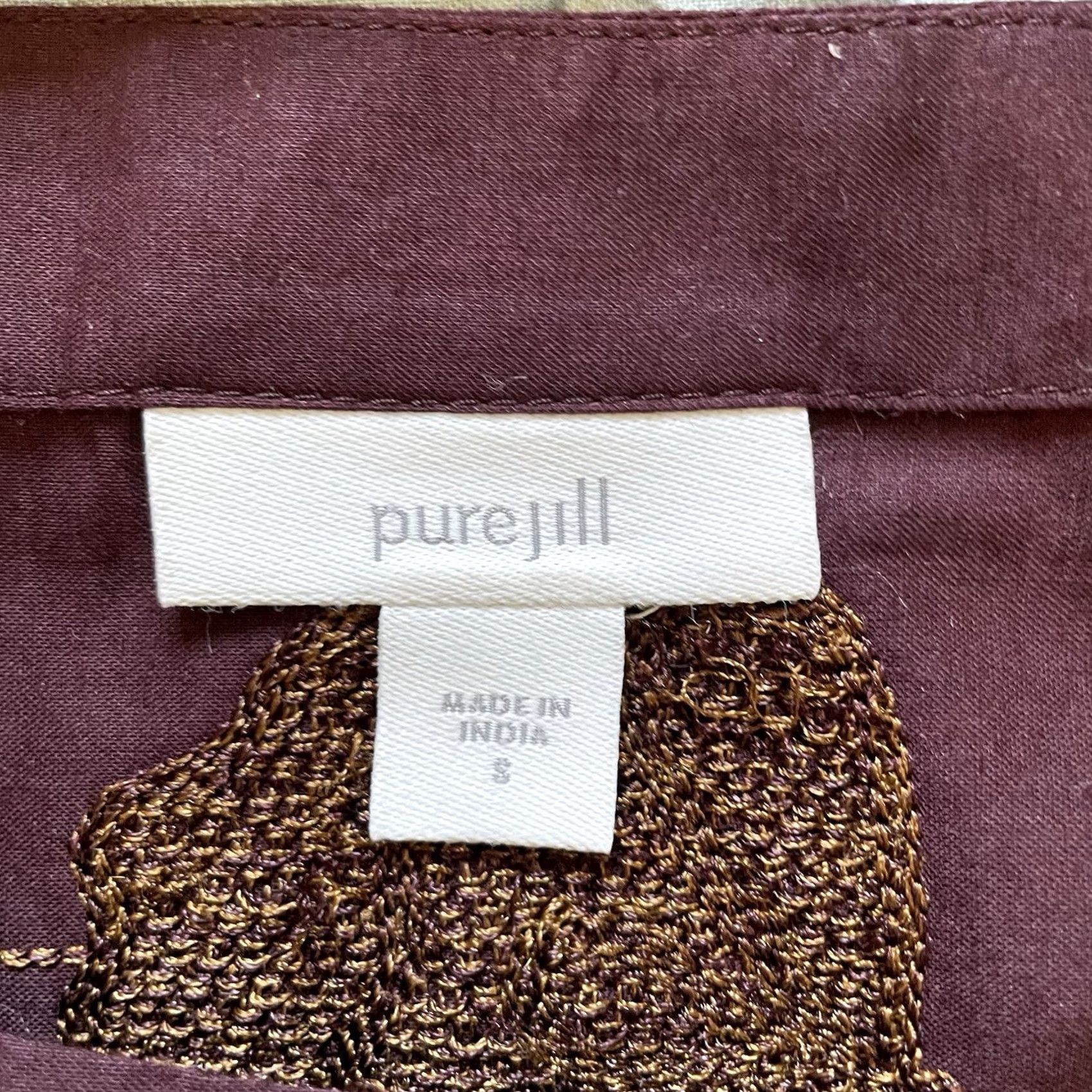 Vintage Pure Jill Valley Florals Embroidered 3/4 Square-Sleeve Top Cotton Burgundy Small Shirt Women Regular XS? Size S / US 4 / IT 40 - 4 Thumbnail
