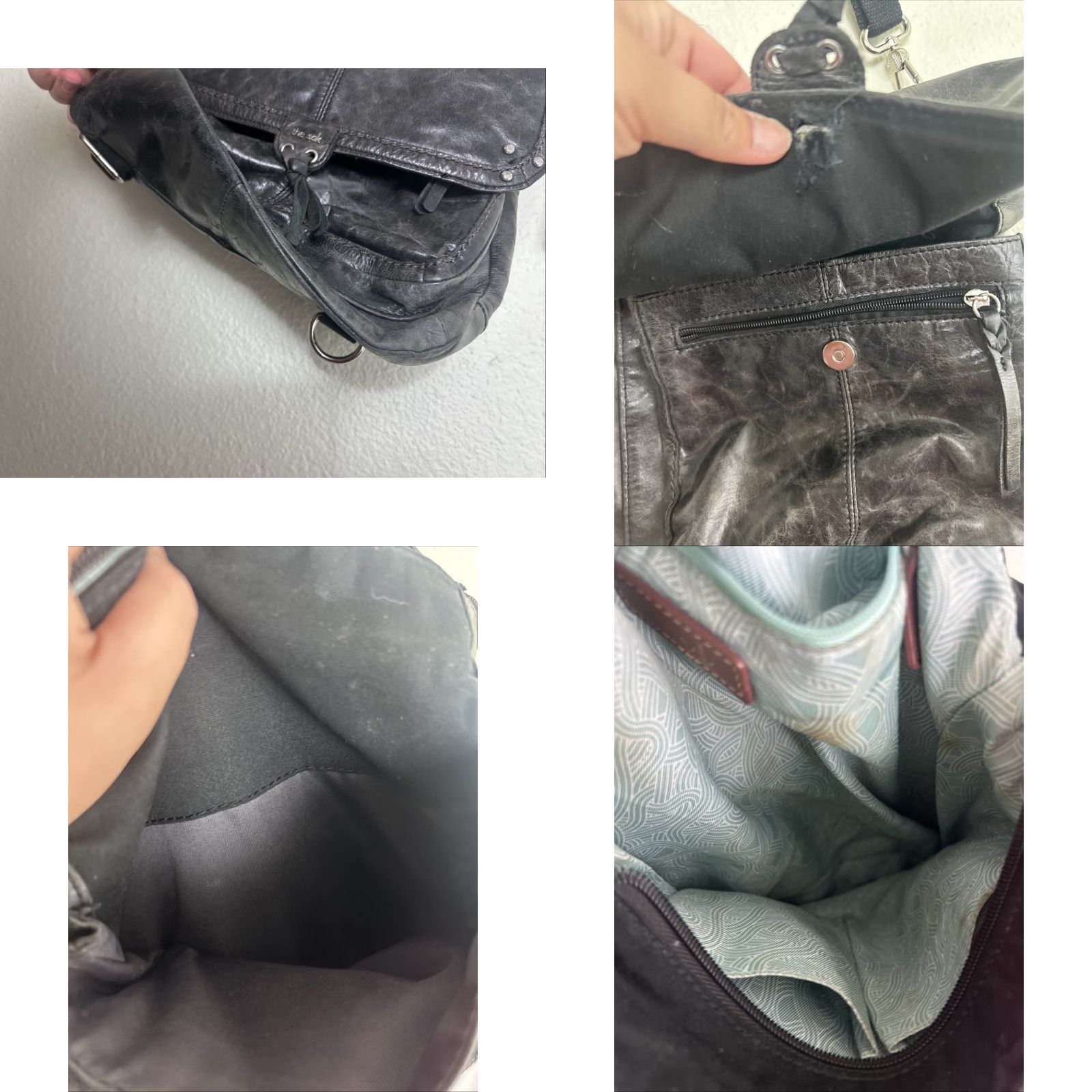 The Sak The Sak Ventura Leather Convertible Backpack / Shoulder Bag Womens Gray Leather 11x12.5x3 Snap Distressed Convertible Bag Features Size ONE SIZE - 8 Thumbnail