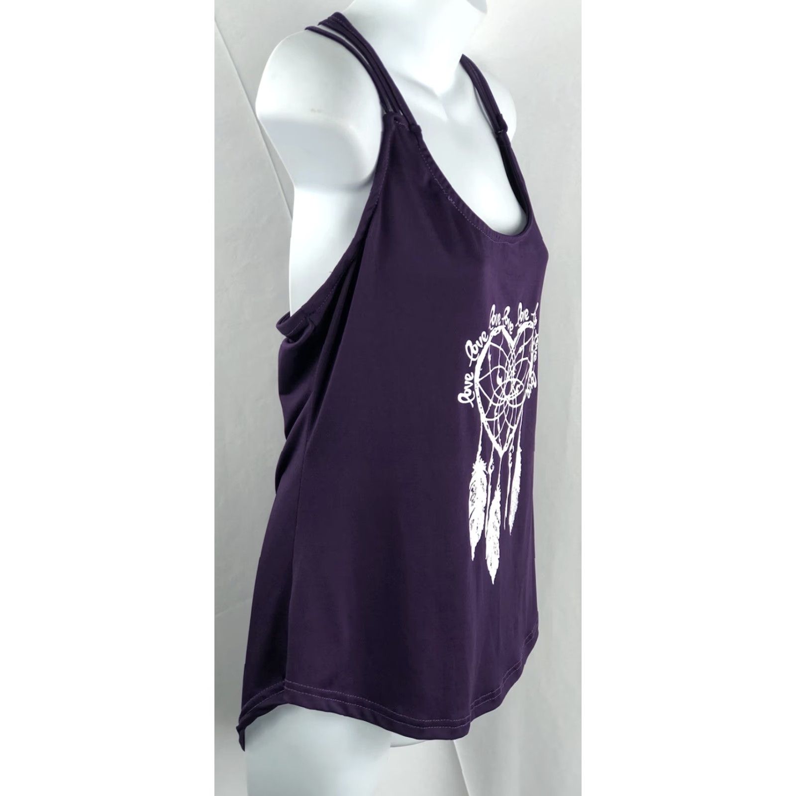 Vintage Sleeveless Halter Top S Purple Love Dream Catcher Print Lace Strappy Camisole Shirt Womens Size S / US 4 / IT 40 - 2 Thumbnail