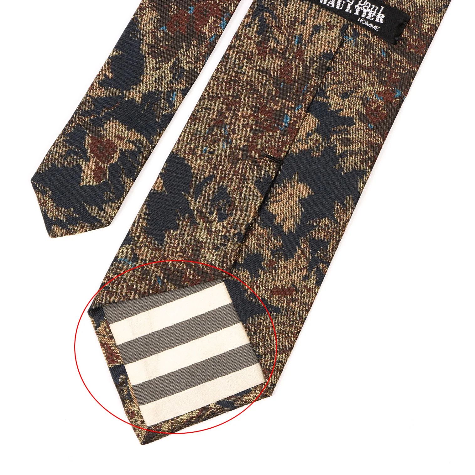 Jean Paul Gaultier Floral Jacquard Tie in Navy and Gold Size ONE SIZE - 6 Thumbnail