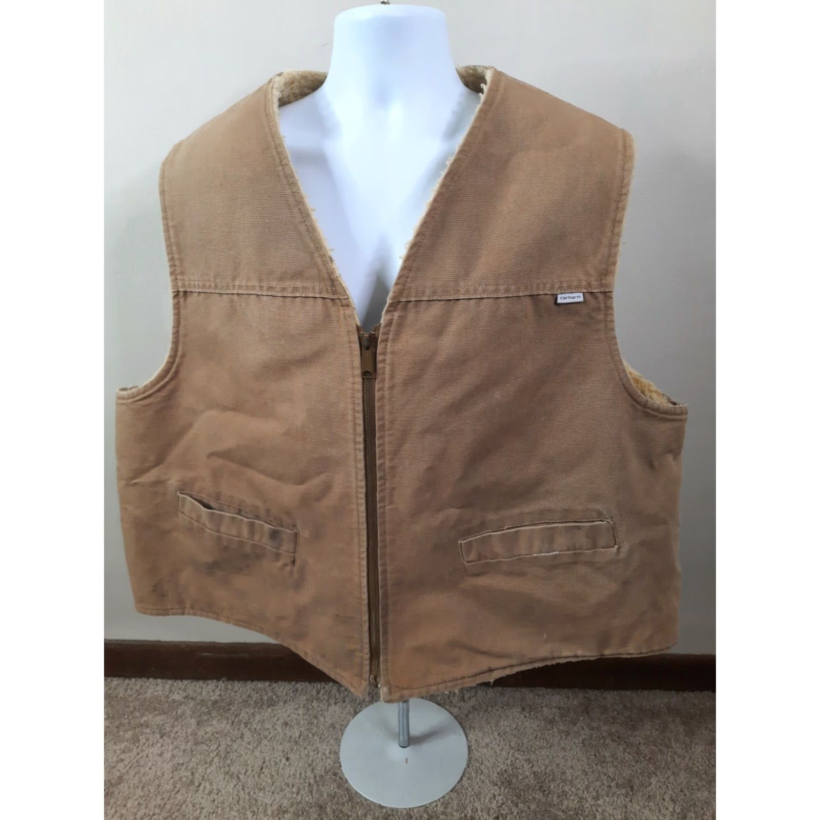 Carhartt VINTAGE Carhartt Vest Mens Duck Canvas Sherpa Lined 2XL Brown USA Union Made Workwear 90s Outdoor Hunting Size US XXL / EU 58 / 5 - 7 Thumbnail