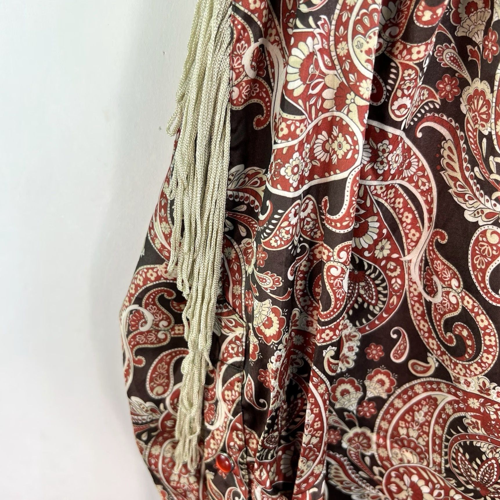 Scully Scully Western Floral Fringe Button Shirt Women Size S Beige Size S / US 4 / IT 40 - 6 Thumbnail
