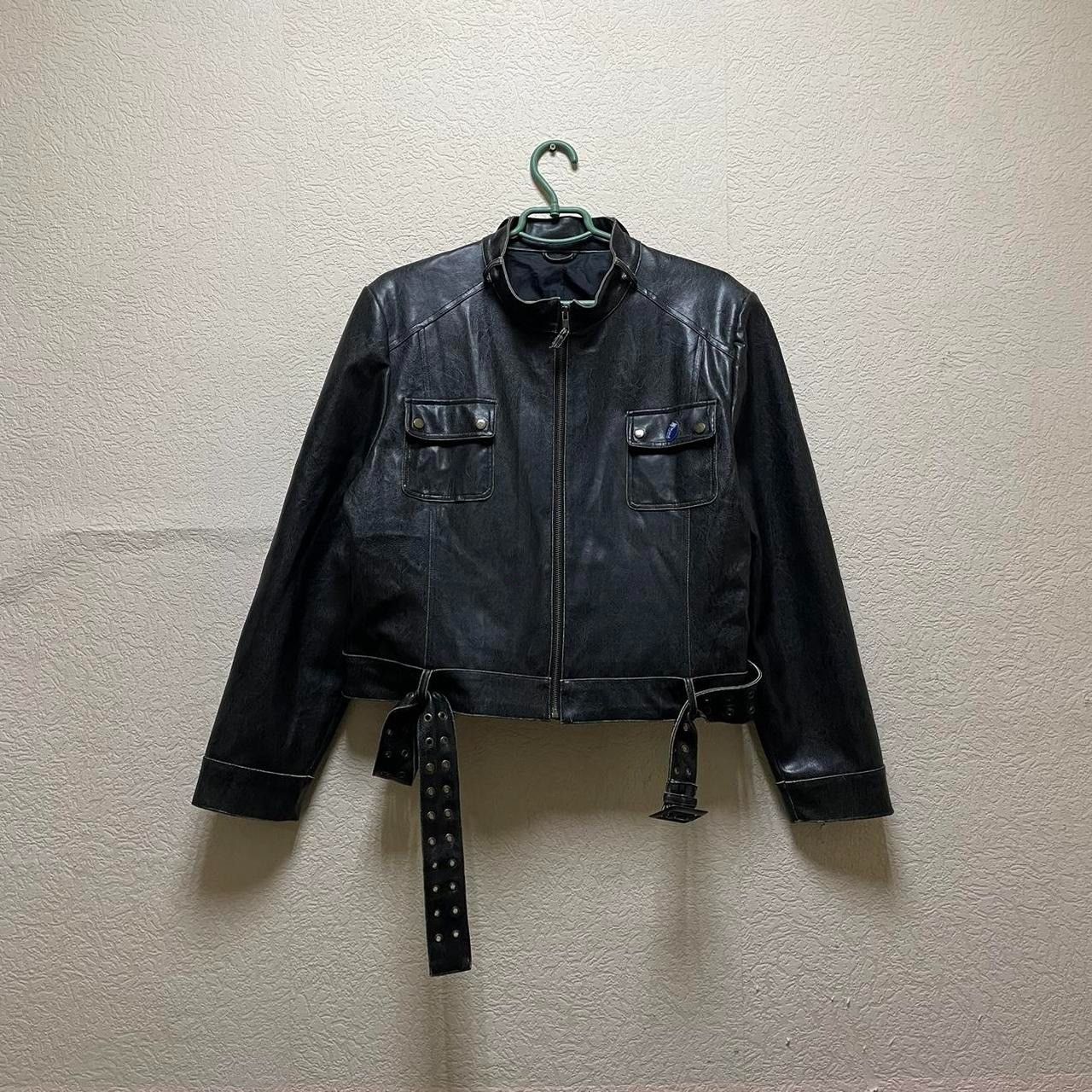 VINTAGE 2000s LEATHER ZIP JACKET YSL OPIUM MULTIPOCKET BIKER