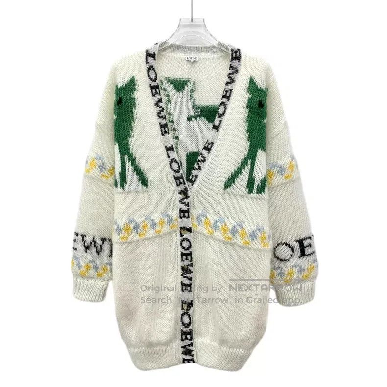 Loewe Loewe Color block logo pattern intarsia mohair knit cardig Size XS / US 0-2 / IT 36-38 - 1 Thumbnail