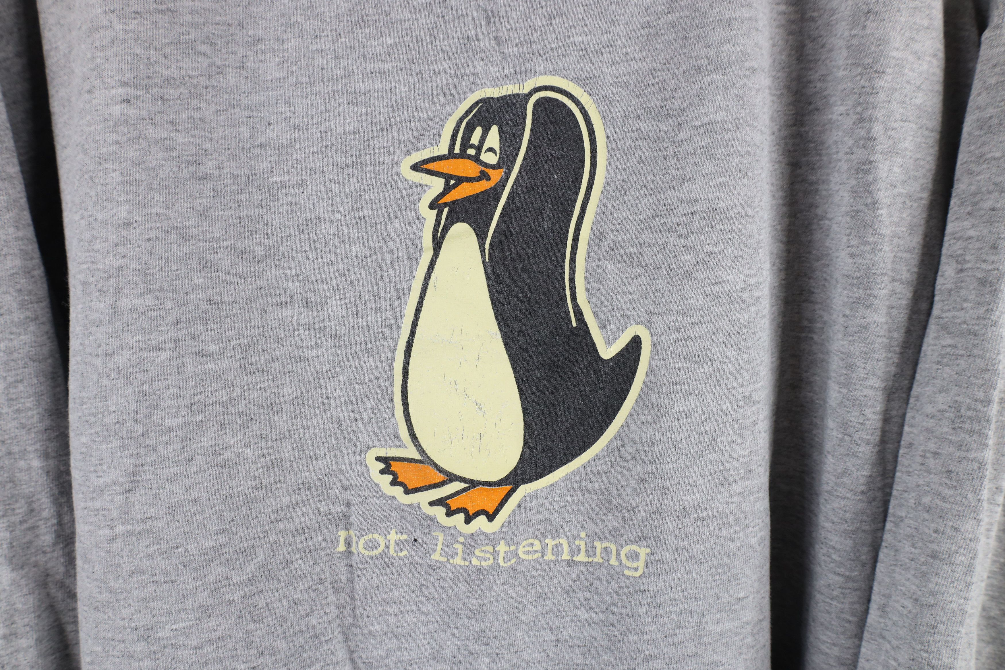Vintage Vintage 90s Streetwear Penguin Long Sleeve T-Shirt Gray Size US XXL / EU 58 / 5 - 4 Thumbnail