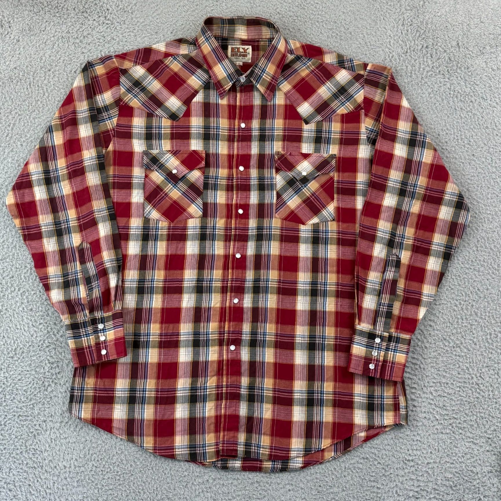 Vintage VINTAGE Ely Cattleman Pearl Snap Shirt Mens L Red Plaid Long Sleeve 80s Western Size US L / EU 52-54 / 3 - 2 Thumbnail