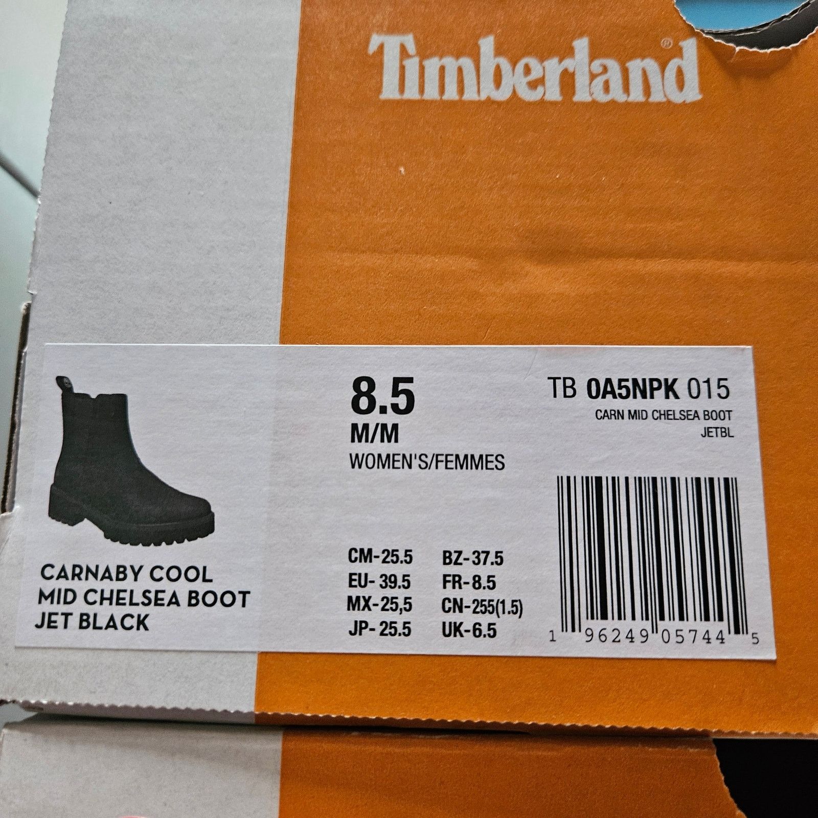Timberland TIMBERLAND WOMEN'S 8.5 CARNABY COOL MID CHELSEA BOOT JET BLK Size US 8.5 / IT 38.5 - 6 Thumbnail