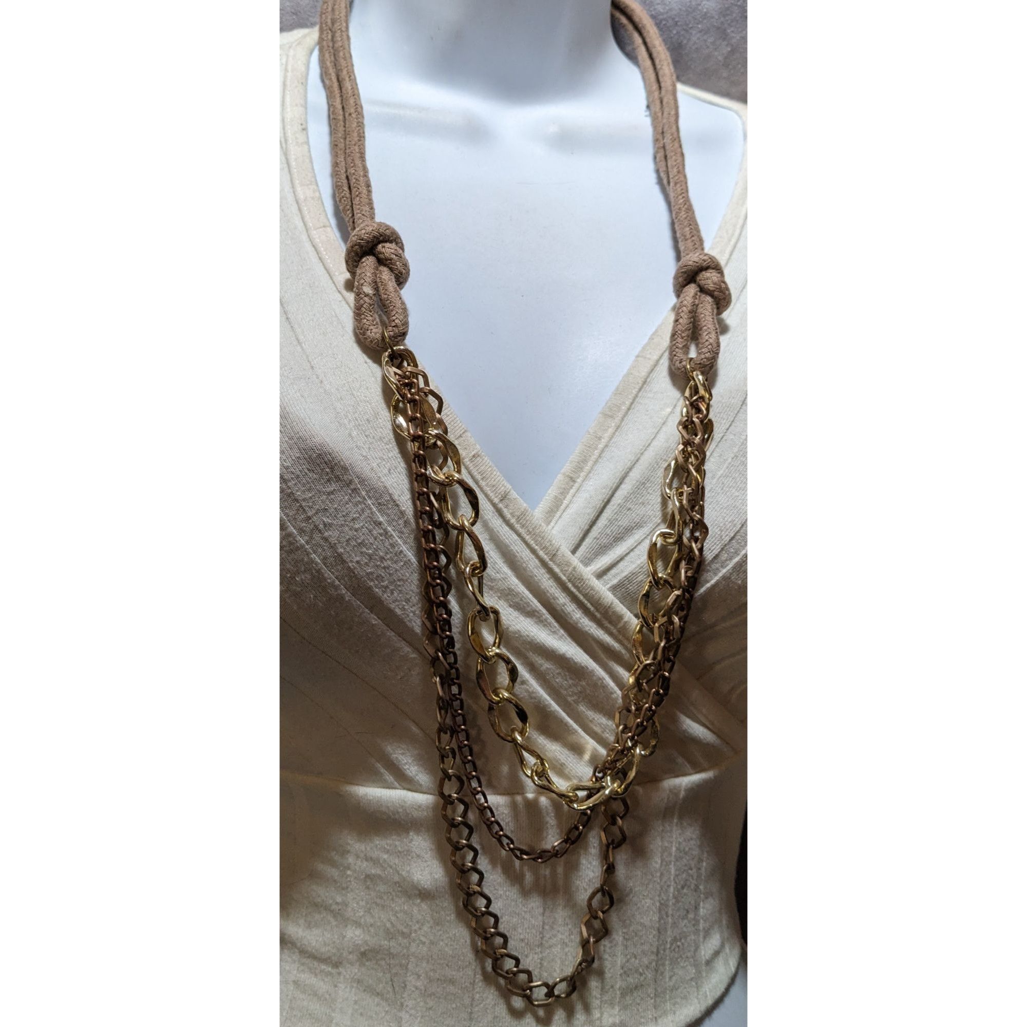 Other Rustic Brown And Gold Statement Necklace Size ONE SIZE - 3 Thumbnail