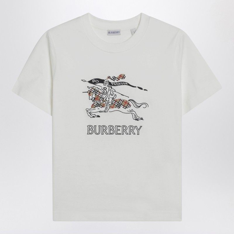 Burberry White Cotton T-Shirt With Ekd Design