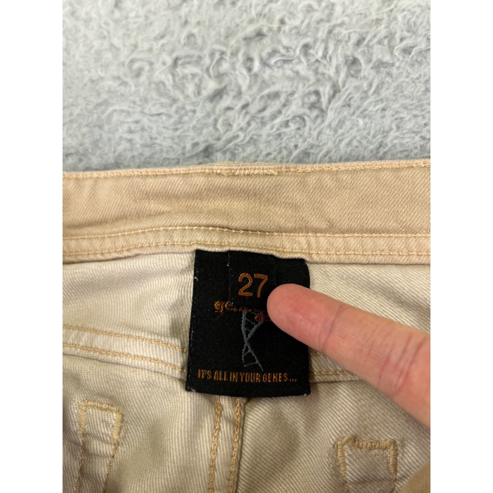 Vintage VINTAGE Genetic Women’s Skinny Jeans Pants 27 Beige Cotton Low Rise Embroidered 90s Casual Girls Size 27" / US 4 / IT 40 - 6 Thumbnail