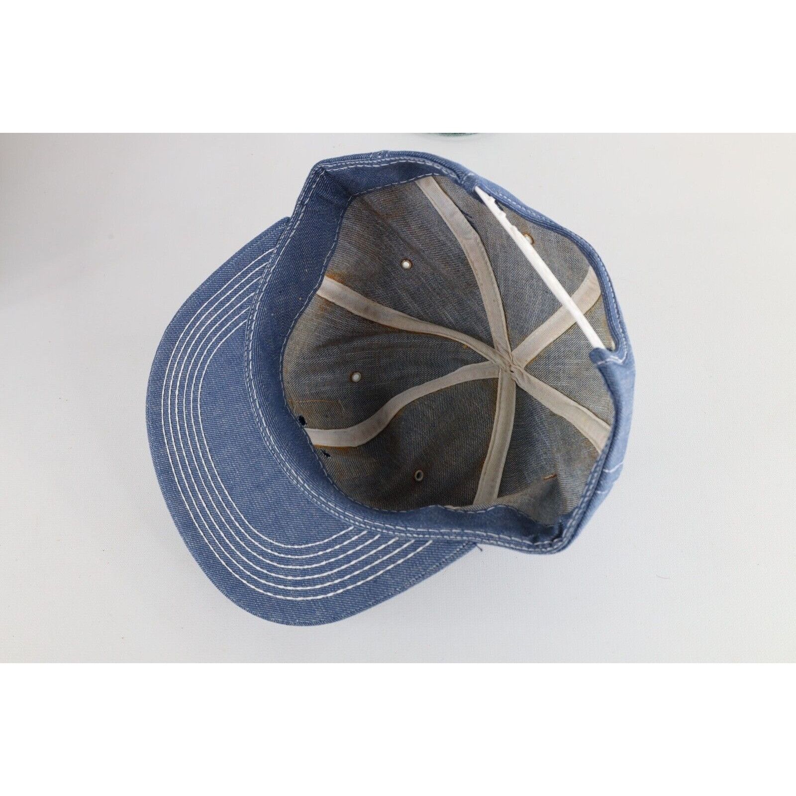 Vintage Vintage 80s K Brand BFI Garbage Can Patch Chambray Denim Hat Size ONE SIZE - 7 Thumbnail