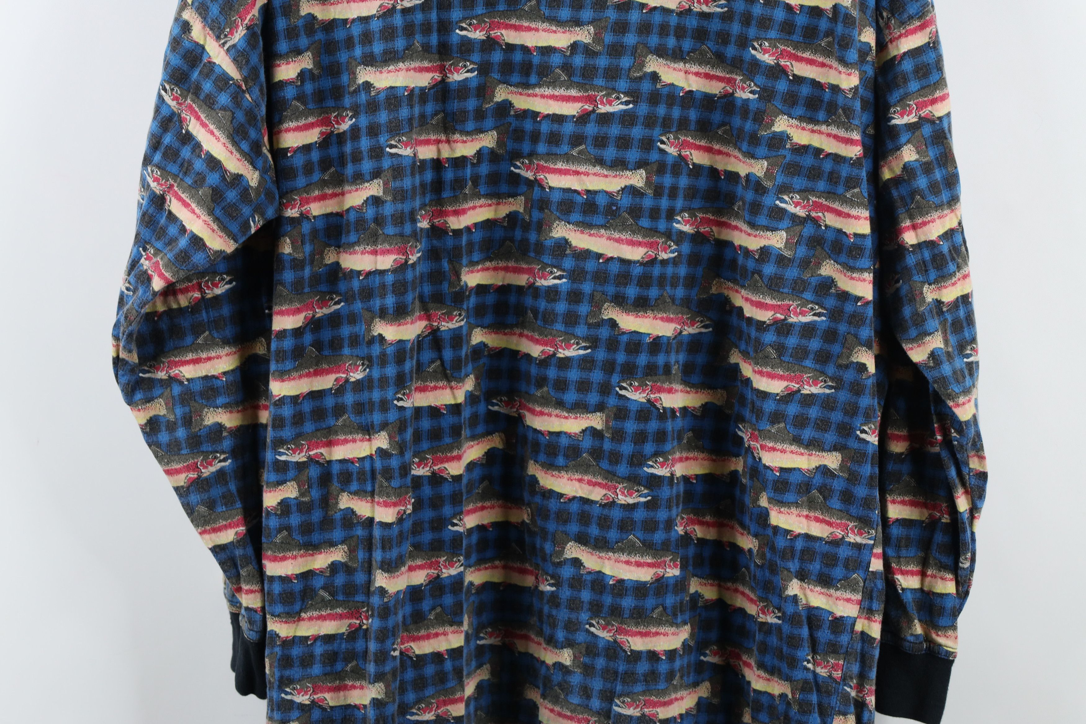 Vintage Vintage 90s Streetwear All Over Print Collared Sleep Shirt Size US M / EU 48-50 / 2 - 12 Thumbnail