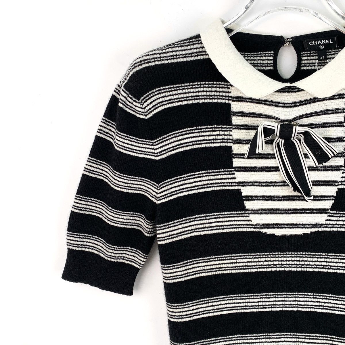 Chanel Chanel Striped Bow Embellished Doll Neck Knit Sweatshirt Size XS / US 0-2 / IT 36-38 - 4 Thumbnail
