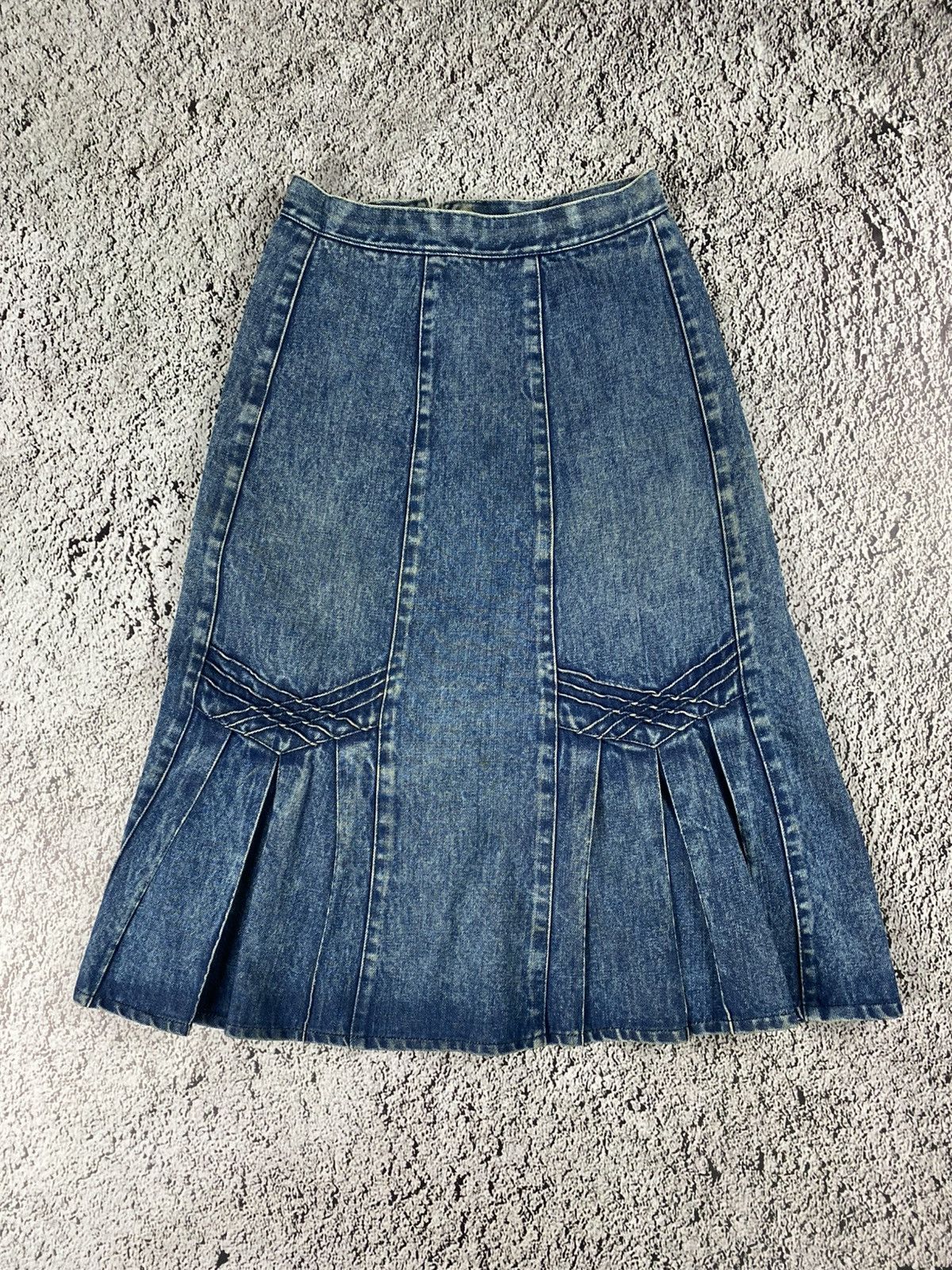 Japanese Brand Vintage 90s faded denim maxi skirts retro streetwear Size 26" / US 2 / IT 38 - 4 Thumbnail