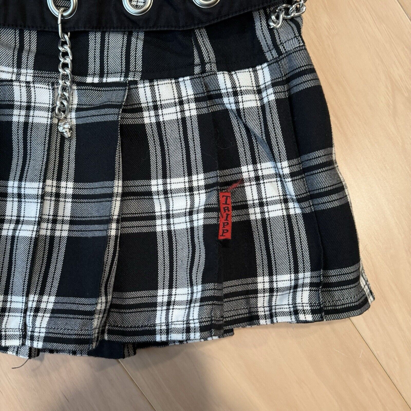 Tripp NYC × Vintage Vintage Tripp NYC Skirt Medium White Black Plaid Mini Tutu Size 28" / US 6 / IT 42 - 4 Thumbnail