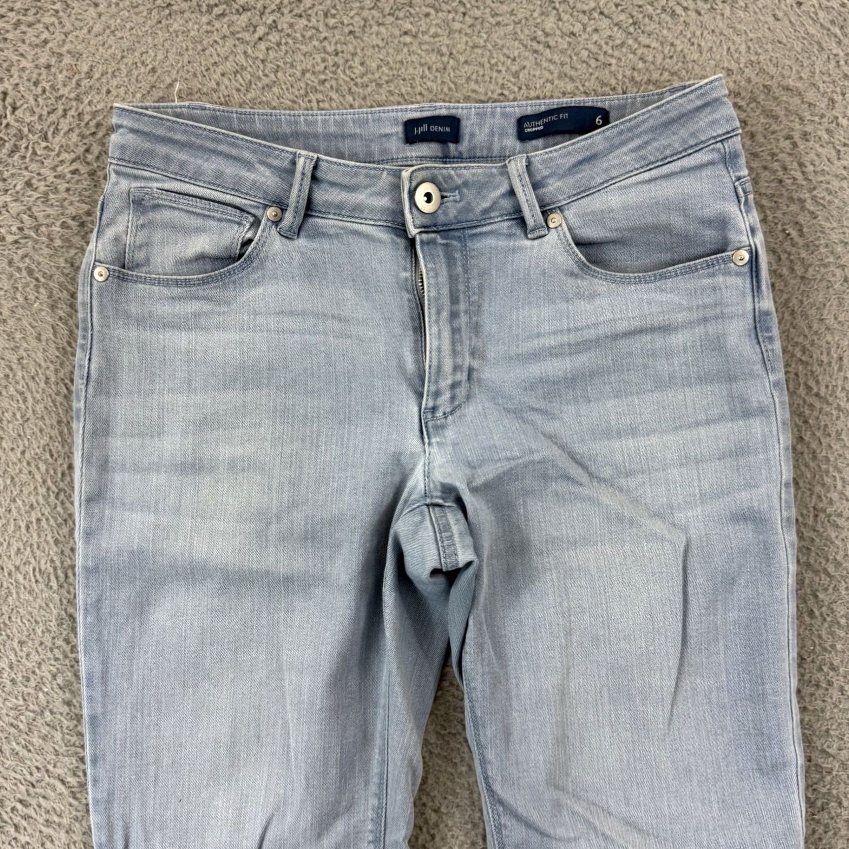 J. Jill J Jill Jeans Womens 6 Blue Cropped Cuffed 30x25 Mid Rise Denim Zip Preppy Boho Size 28" / US 6 / IT 42 - 3 Thumbnail