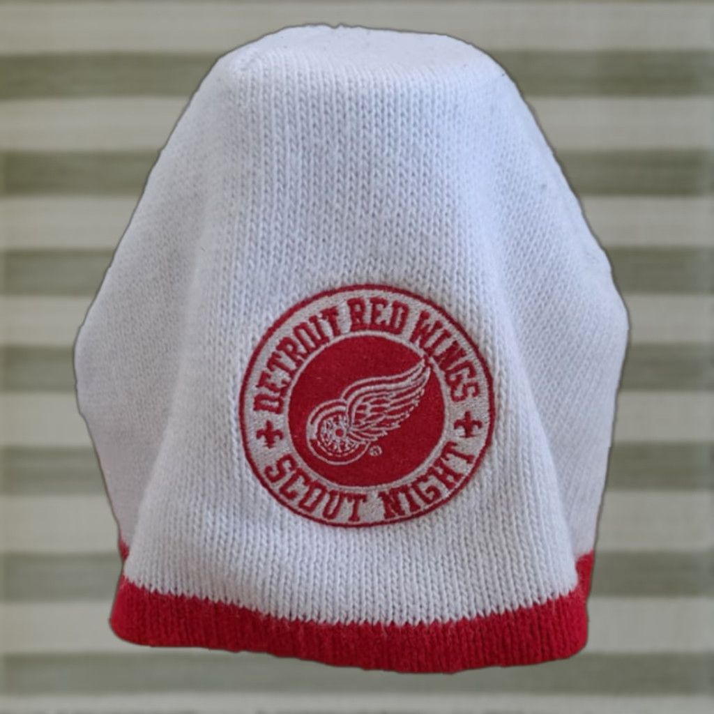 VINTAGE Detroit Red Wings Scout Night Beanie Hat Unisex Adults One Size Red&White Knit Casual Hockey Winter 1979 Olympia Stadium