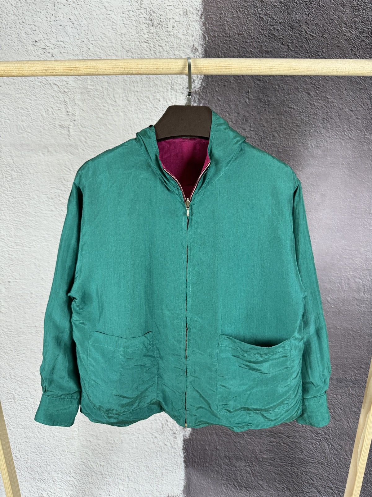 Kenzo Kenzo Paris vintage green pink silk reversible hooded jacket Size XS / US 0-2 / IT 36-38 - 1 Thumbnail