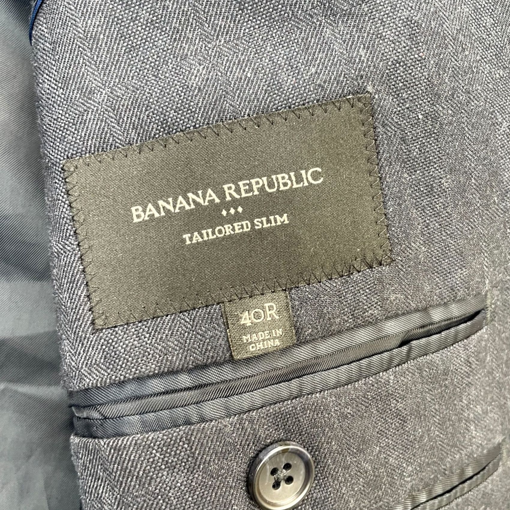 Banana Republic Banana Republic Blazer Mens 40R Gray Coat Slim Fit Single-Breasted Notch Lapel Two-Button Size 40R - 6 Thumbnail