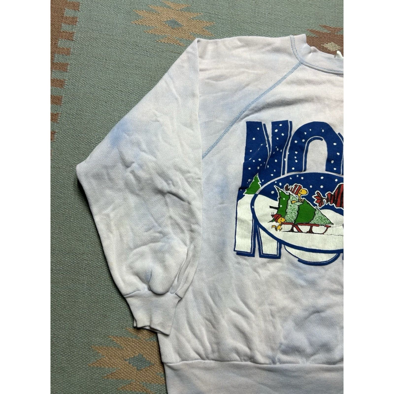Peanuts VINTAGE 80s Snoopy Christmas Noel Peanuts Cartoon Crewneck Sweatshirt Adult XL Blue Pullover Men Mens Size US XL / EU 56 / 4 - 3 Thumbnail