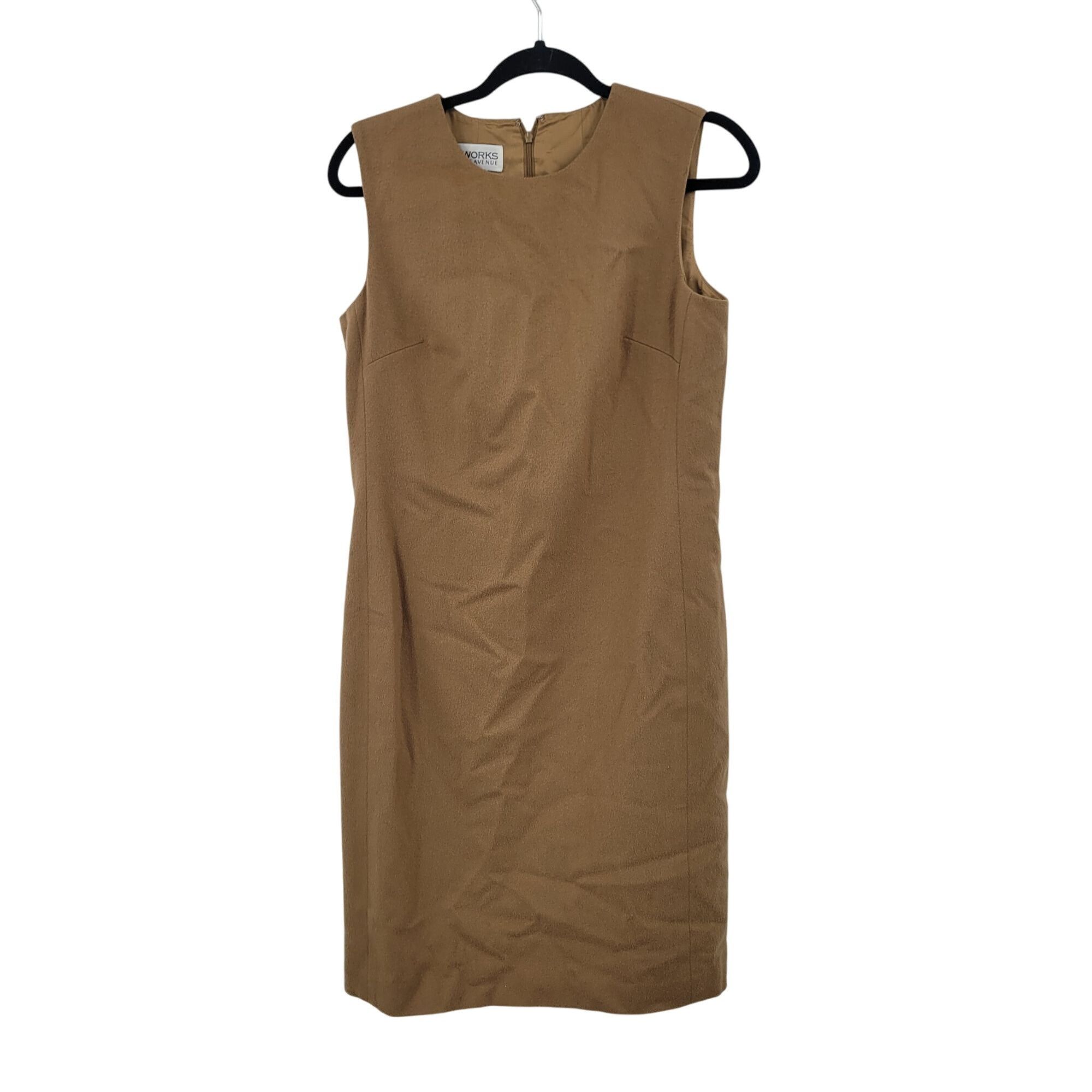Saks Fifth Avenue Vtg 70s Saks Fifth Avenue Wool Blend Sleeveless Camel Sheath Size L / US 10 / IT 46 - 2 Thumbnail